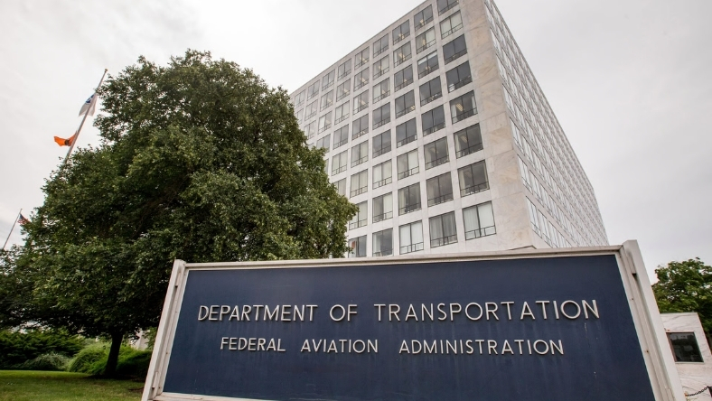 FAA sign outside Department of Transportation building