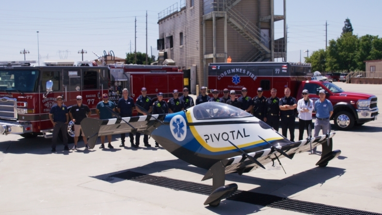 Pivotal ultralight eVTOL with fire and EMS responders